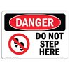 Signmission OSHA Danger Sign, Do Not Step Here, 10in X 7in Decal, 7" W, 10" L, Landscape, Do Not Step Here OS-DS-D-710-L-2514